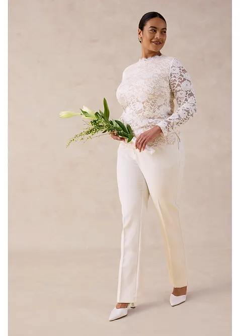 L&aring;ng&auml;rmad topp i spets, bonprix