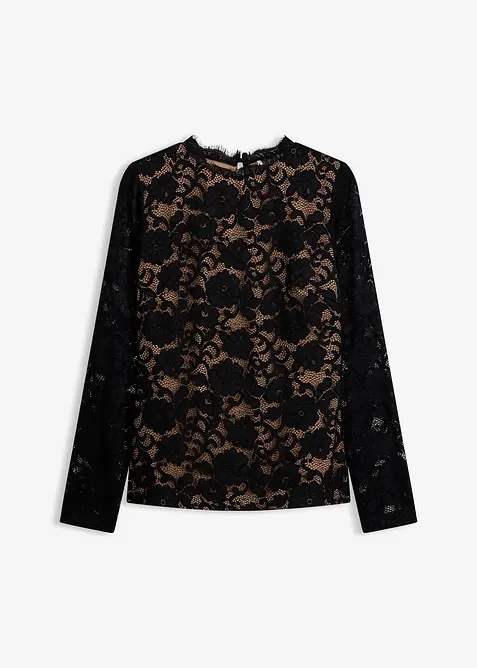 L&aring;ng&auml;rmad topp i spets, bonprix