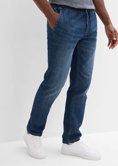 Tunna dra p&aring;-jeans, Regular Fit, Stretch, Straight, med bekv&auml;m midja, bonprix