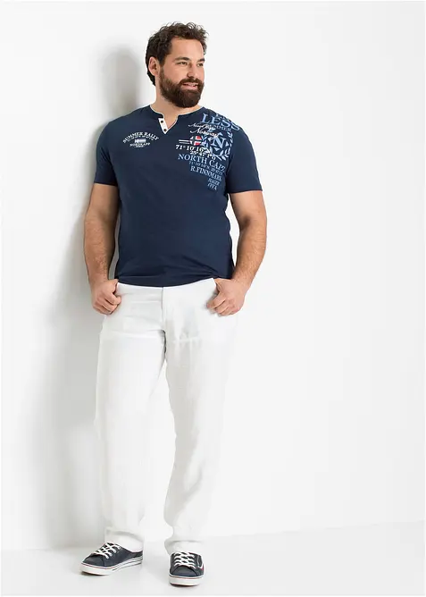 T-shirt i ekologisk bomull med kort knappsl&aring;, bonprix