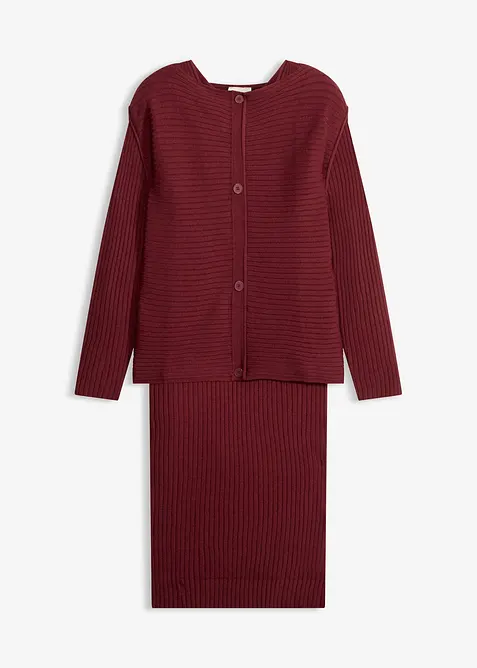 Stickad kl&auml;nning och v&auml;st (2 delar), bonprix