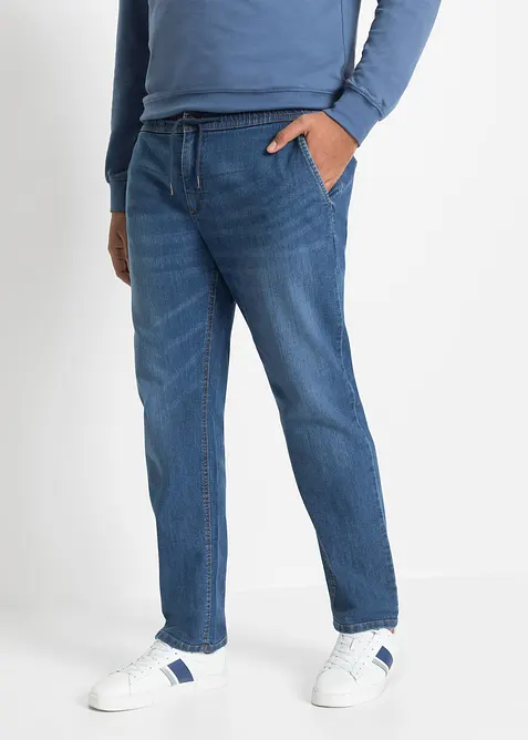 Tunna dra p&aring;-jeans, Regular Fit, Stretch, Straight, med bekv&auml;m midja, bonprix