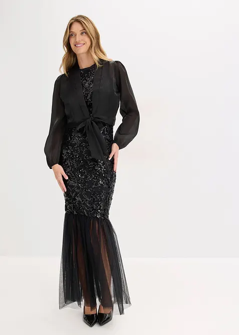 Bolero av tunn tyll med knytdetalj, bonprix