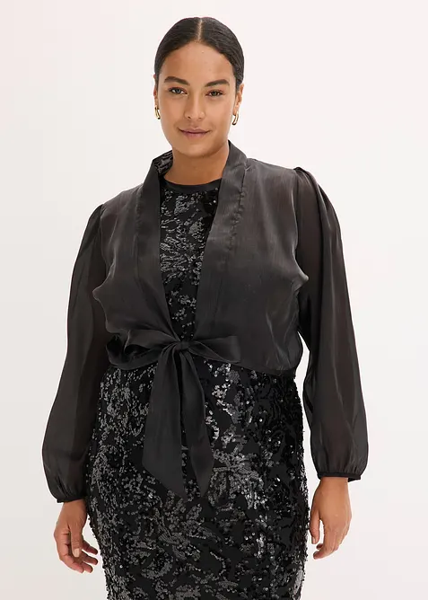 Bolero av tunn tyll med knytdetalj, bonprix