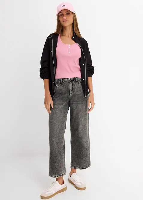 Loose Straight Jeans Mid Waist, cropped, bonprix