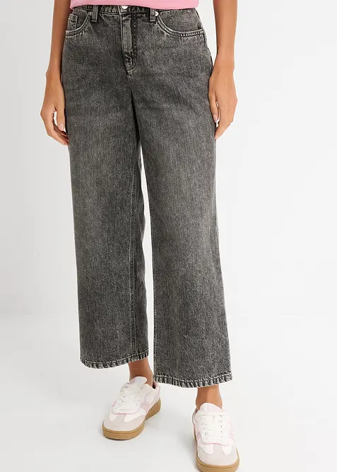 Loose Straight Jeans Mid Waist, cropped, bonprix