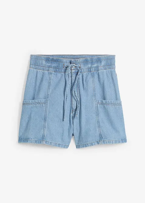 Jeansshorts med res&aring;rlinning och High Waist, bonprix