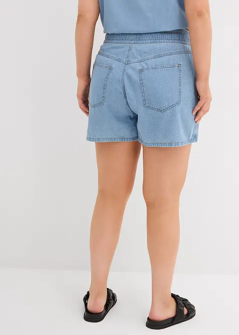 Jeansshorts med res&aring;rlinning och High Waist, bonprix