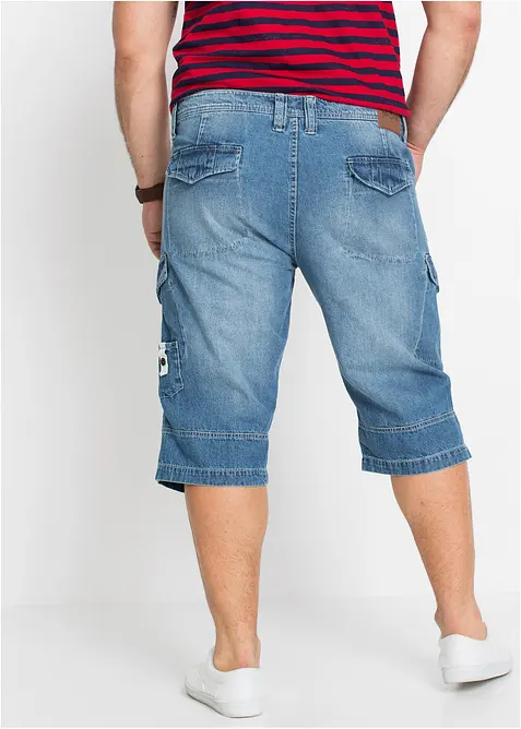 L&aring;nga jeansbermudas i cargomodell av tunt material, Relaxed Fit, bonprix