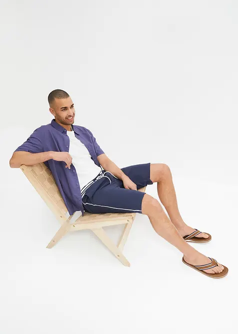 Kort&auml;rmad skjorta i luftig linnemix, bonprix