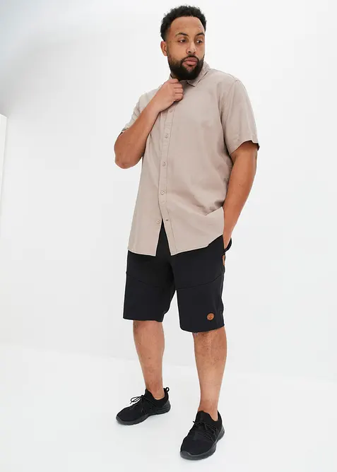 Kort&auml;rmad skjorta i luftig linnemix, bonprix