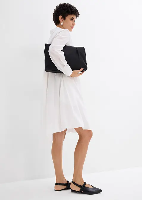 Skjortkl&auml;nning av ren bomull med ballongavslut, bonprix