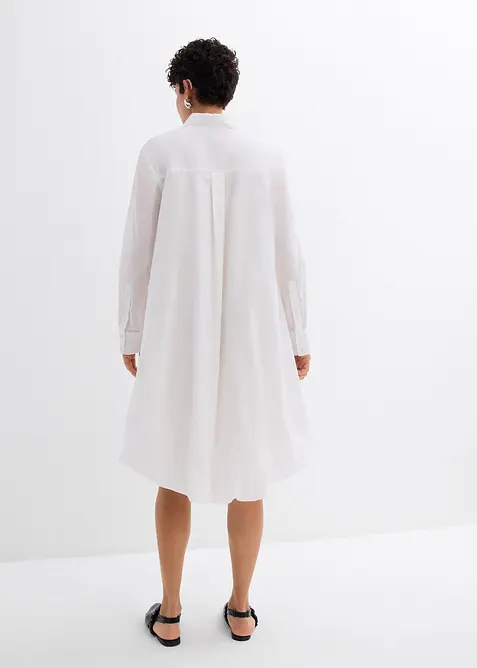 Skjortkl&auml;nning av ren bomull med ballongavslut, bonprix