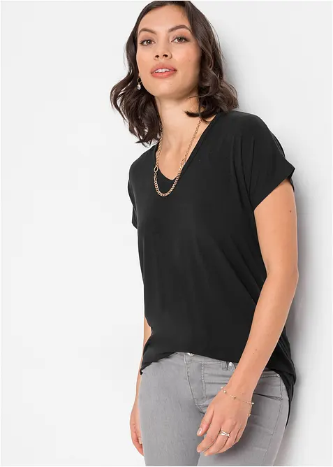Topp av mjuk materialmix, bonprix