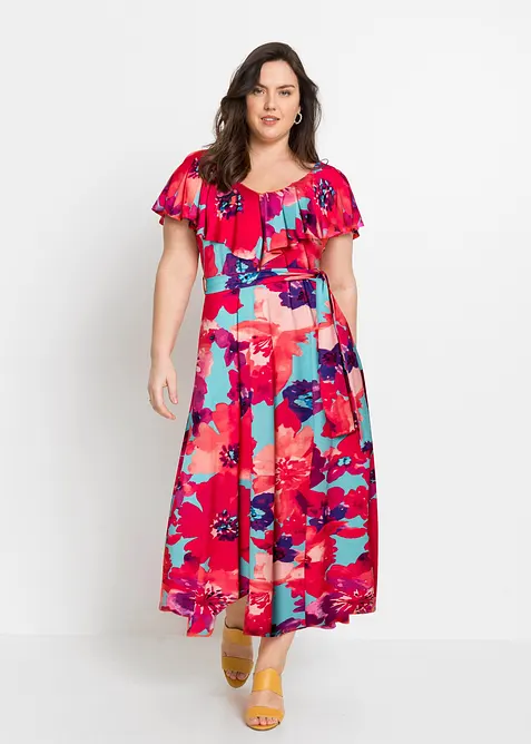 Kl&auml;nning med volang och sk&auml;rp, bonprix