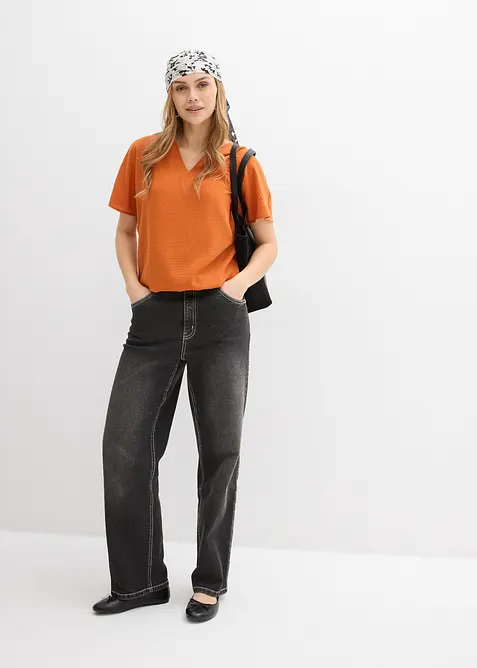 Oversizeblus med res&aring;r i nederkanten, bonprix