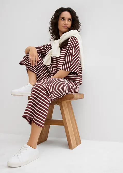 Jerseybyxa av bomullsmaterial med struktur, bonprix