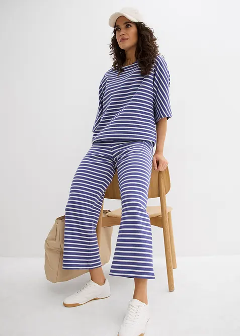 Jerseybyxa av bomullsmaterial med struktur, bonprix