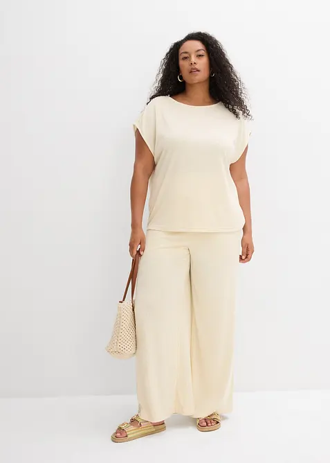 Oversizetopp med stickad look, bonprix