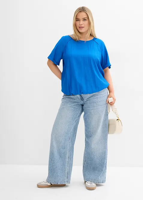 Kort&auml;rmad blus av mjuk viskosmix, bonprix