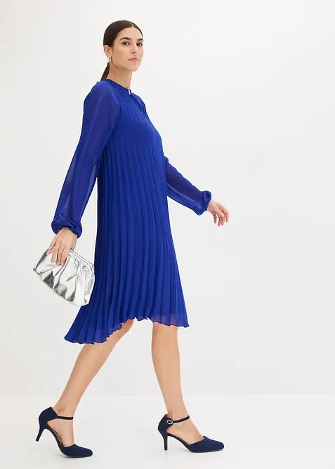 Minikl&auml;nning av tunn chiffong med pliss&eacute;ringar, bonprix