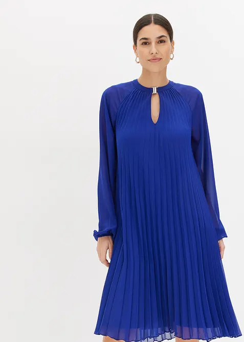 Minikl&auml;nning av tunn chiffong med pliss&eacute;ringar, bonprix