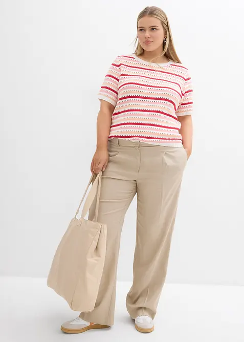 Stickad topp med h&aring;lm&ouml;nster, bonprix