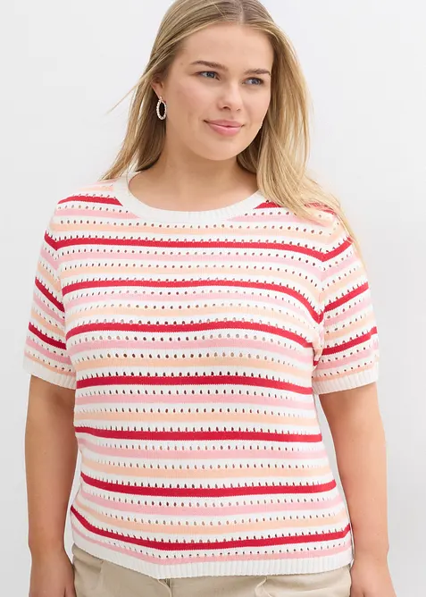 Stickad topp med h&aring;lm&ouml;nster, bonprix