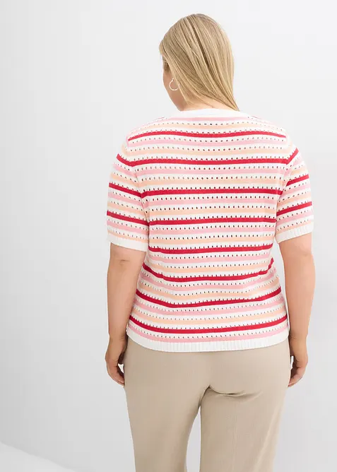 Stickad topp med h&aring;lm&ouml;nster, bonprix