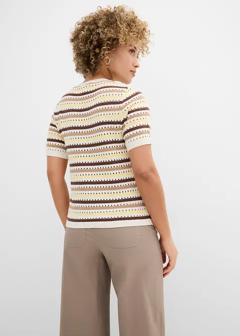 Stickad topp med h&aring;lm&ouml;nster, bonprix