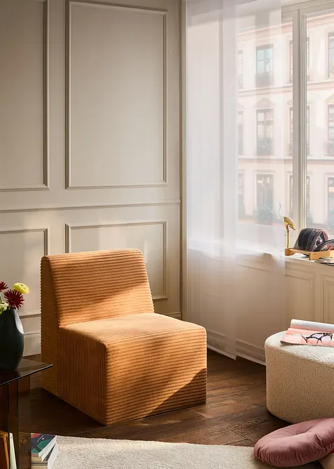 Enf&auml;rgad panelgardin av l&auml;tt voile (1-pack), bonprix