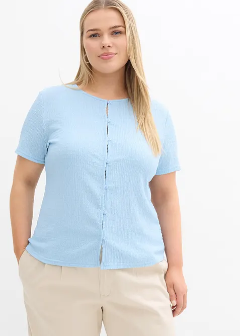 Topp av strukturmaterial och med knappsl&aring;, bonprix