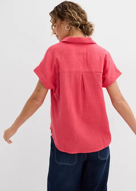 Kort&auml;rmad blus i luftig muslin, bonprix
