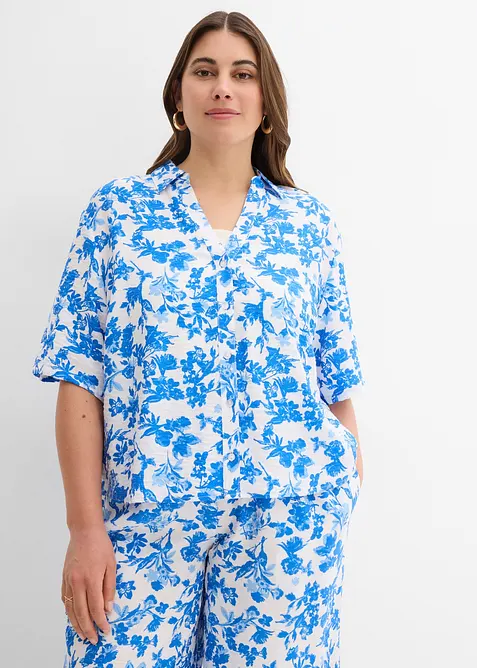 Kort&auml;rmad blus i mjuk viskosmix, bonprix