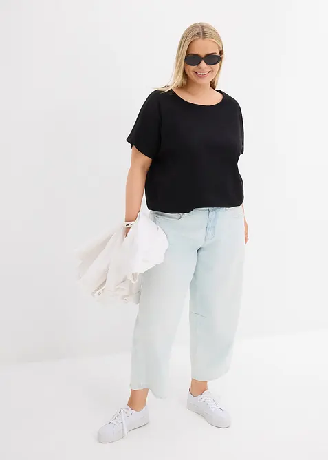 Flammgarnstopp av ekologisk bomull med smockad nederkant, bonprix