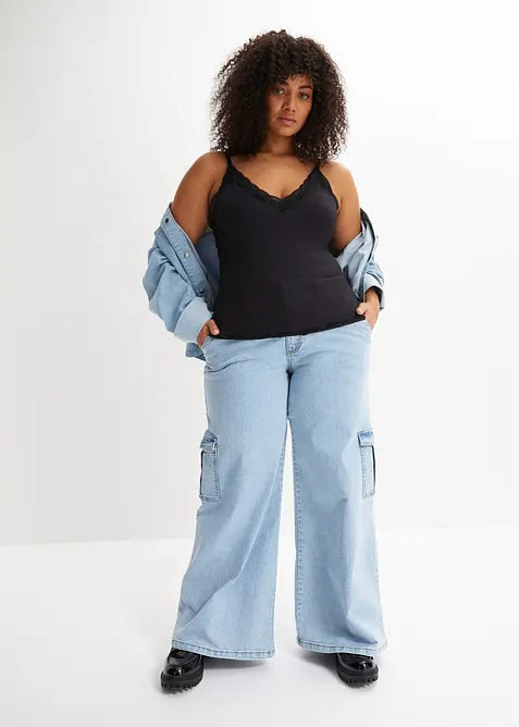 Ribbstickat linne i mjuk viskosmix (2-pack), bonprix