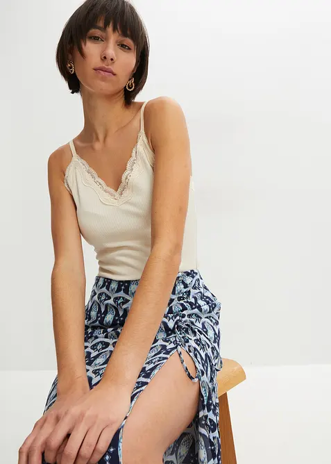 Ribbstickat linne i mjuk viskosmix (2-pack), bonprix