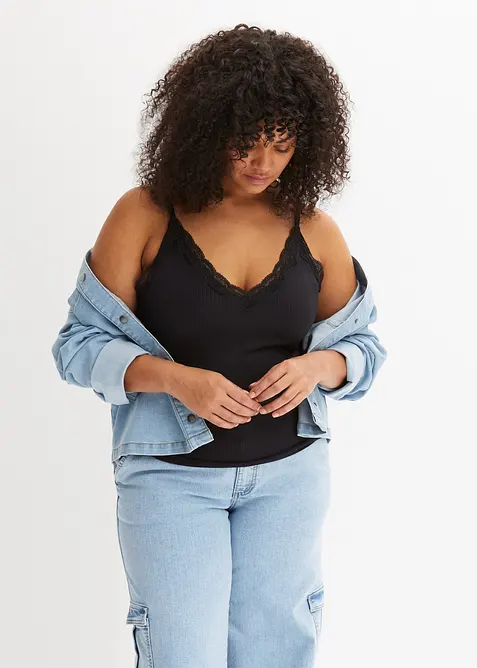 Ribbstickat linne i mjuk viskosmix (2-pack), bonprix