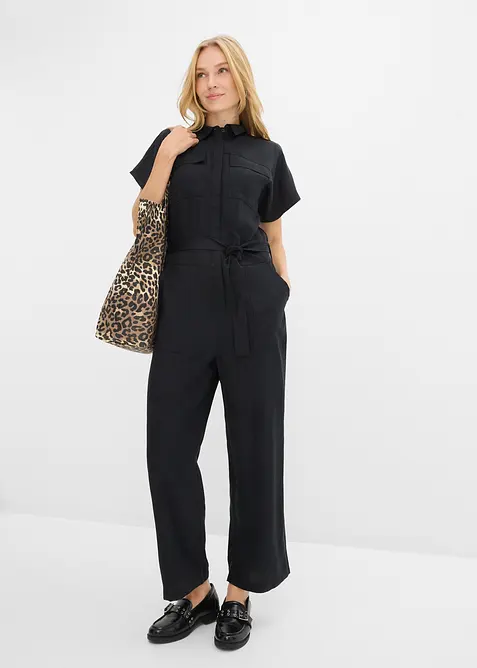 Jumpsuit med sk&auml;rp i f&ouml;ljsam lyocell, bonprix