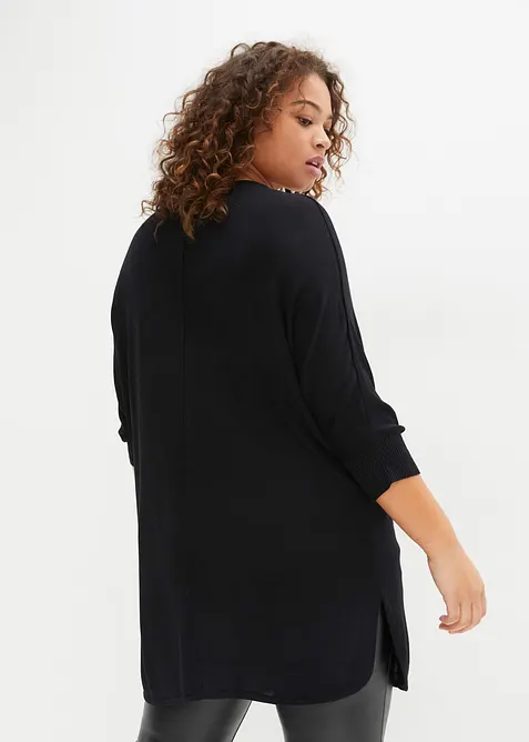 Finstickad tr&ouml;ja med 3/4-&auml;rm, bonprix