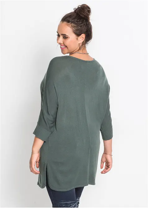 Finstickad tr&ouml;ja med 3/4-&auml;rm, bonprix