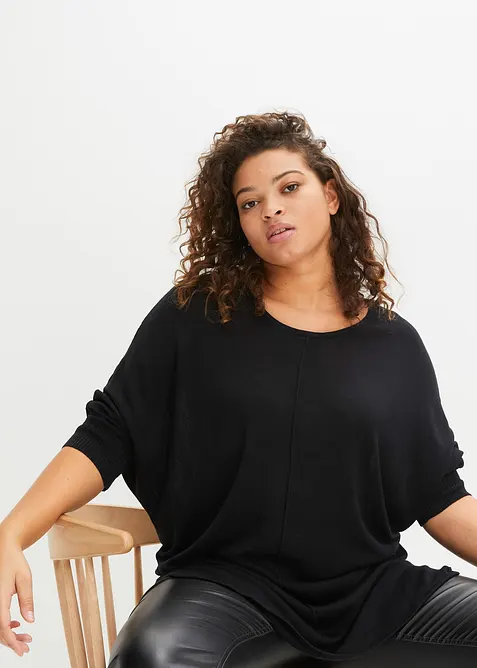 Finstickad tr&ouml;ja med 3/4-&auml;rm, bonprix