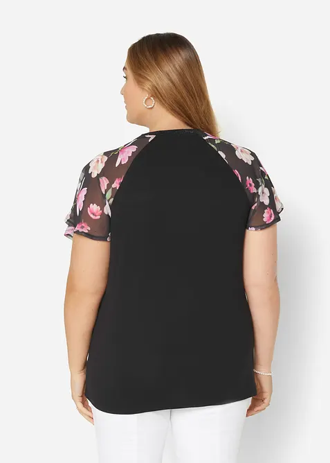 Topp med chiffong&auml;rmar, bonprix