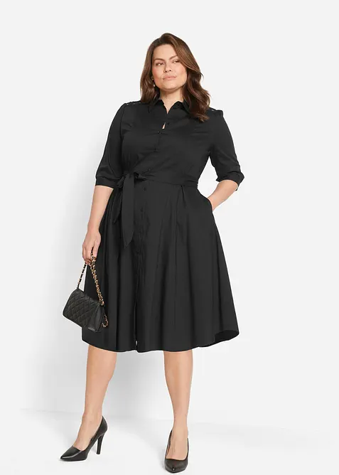 Skjortkl&auml;nning med spets och knytband, bonprix