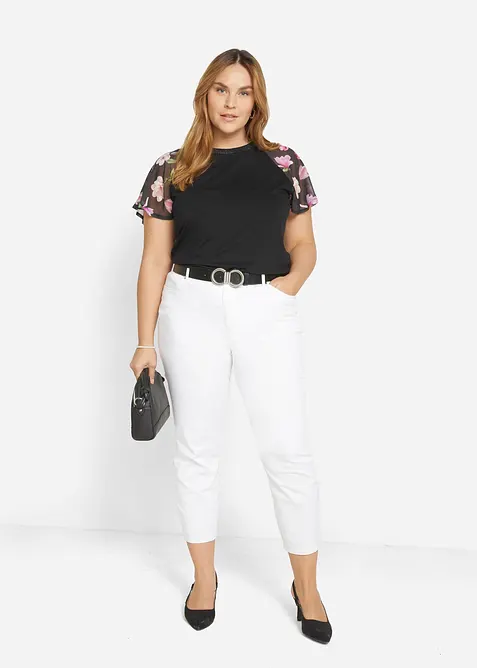 Topp med chiffong&auml;rmar, bonprix