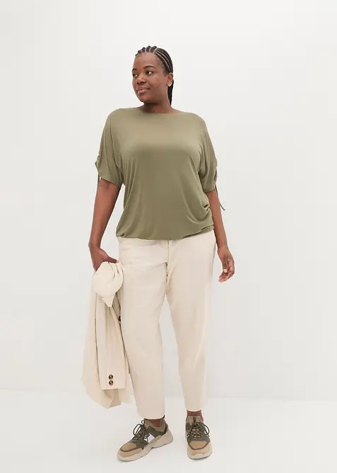 Viskostopp med rynkade &auml;rmslut, bonprix