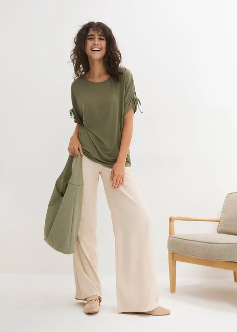 Viskostopp med rynkade &auml;rmslut, bonprix