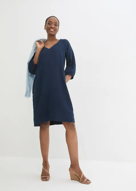 Kort linnekl&auml;nning med 3/4-&auml;rmar, bonprix