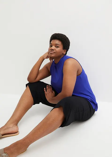 Ribbstickad jerseybyxa med bekv&auml;m midja, bonprix