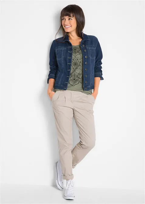 Topp i flamgarn, kort&auml;rmad, bonprix